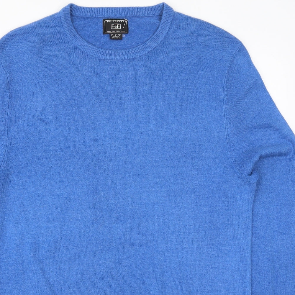 F&F Mens Blue  Knit Pullover Jumper Size M