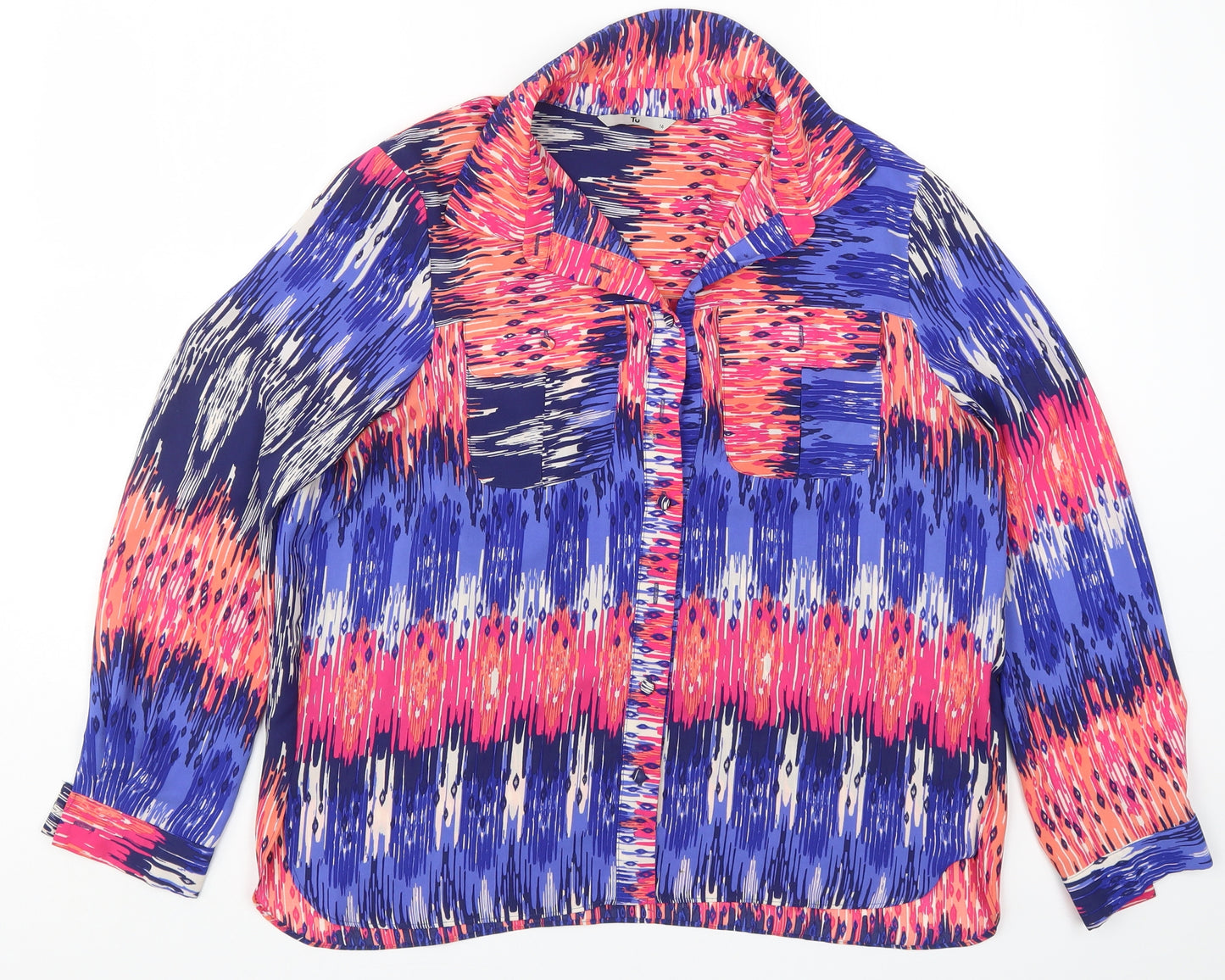 TU Womens Multicoloured Geometric  Basic Button-Up Size 14
