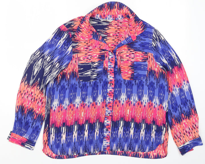 TU Womens Multicoloured Geometric  Basic Button-Up Size 14