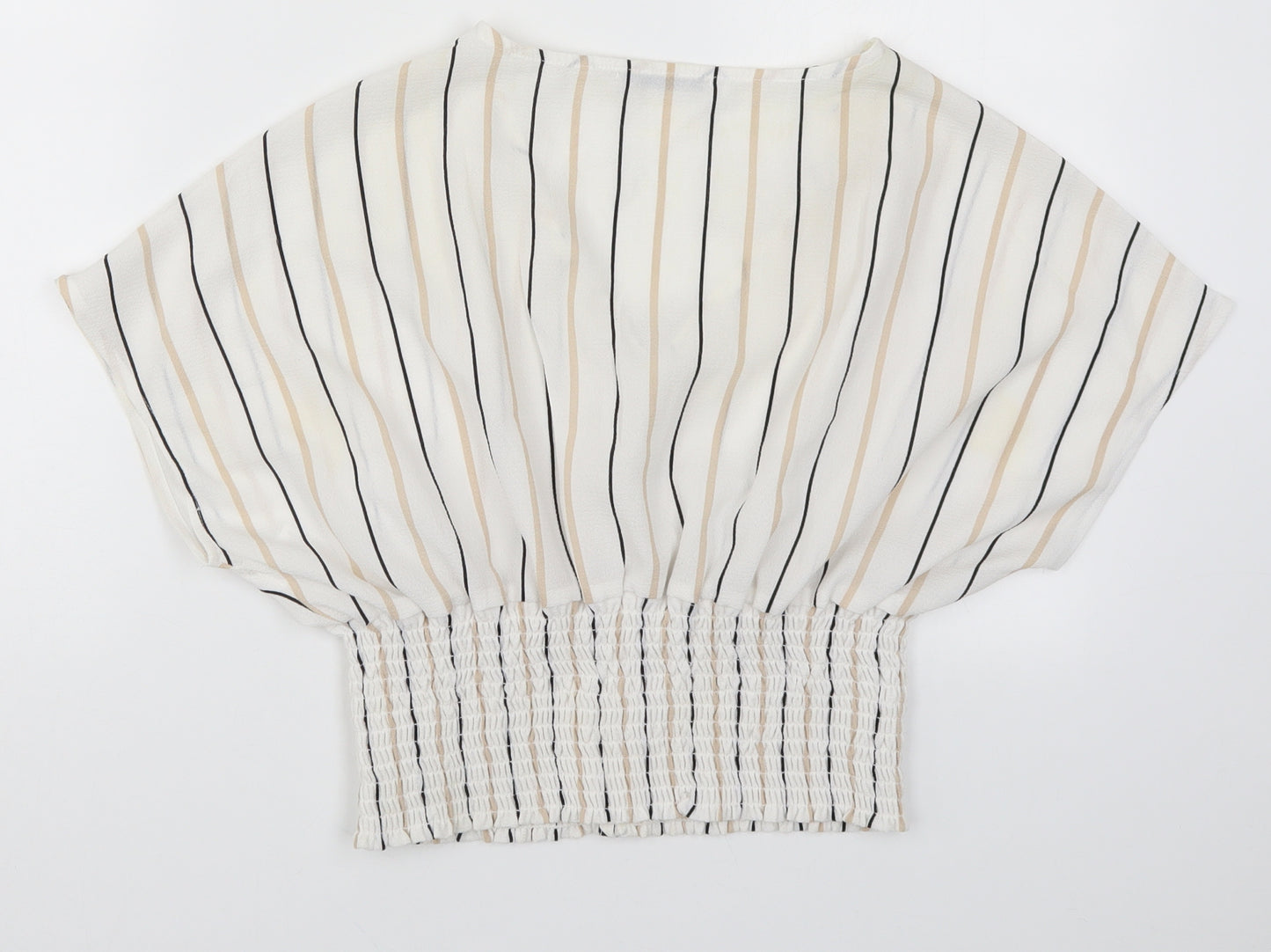 Active USA Womens White Striped  Basic Blouse Size S