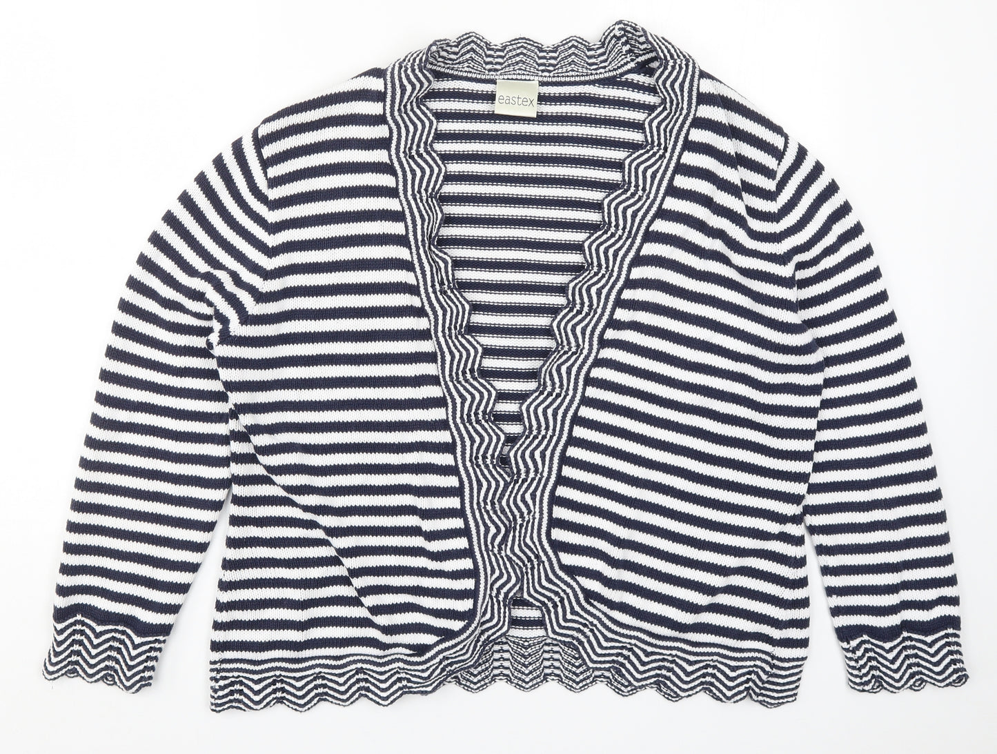 Eastex Womens Blue Striped Knit Cardigan Jumper Size 14