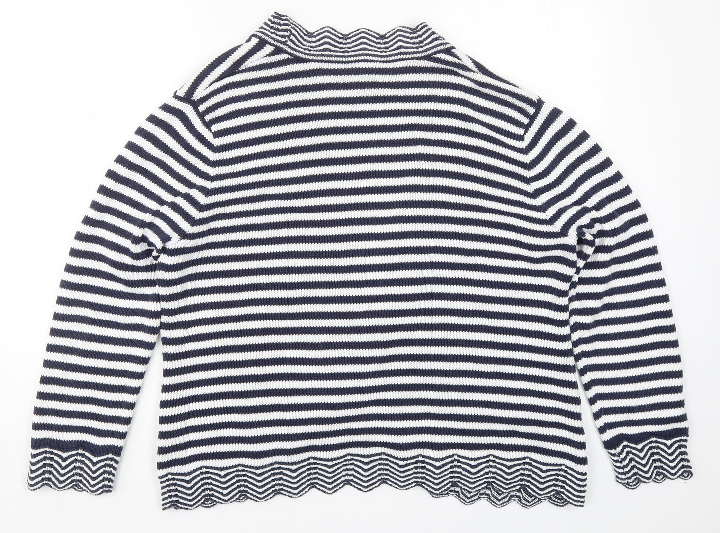 Eastex Womens Blue Striped Knit Cardigan Jumper Size 14