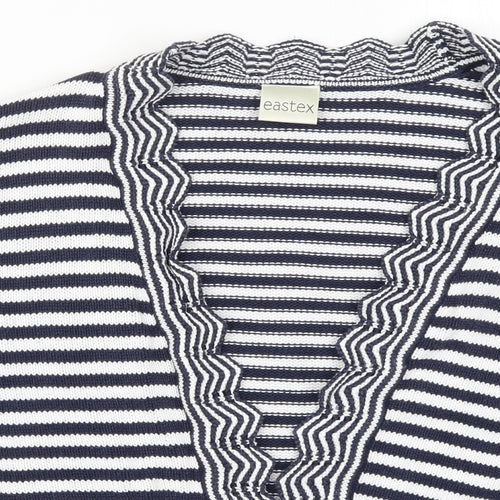 Eastex Womens Blue Striped Knit Cardigan Jumper Size 14