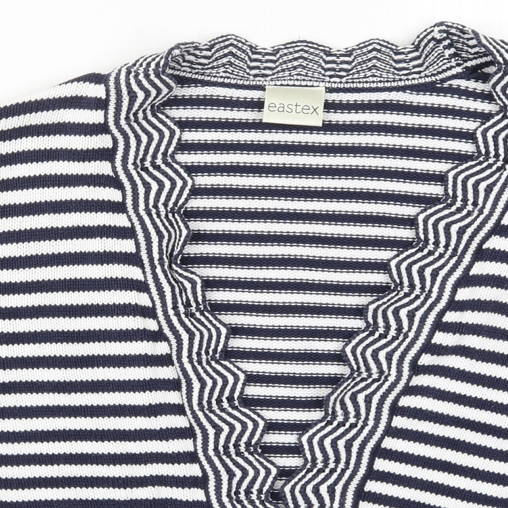 Eastex Womens Blue Striped Knit Cardigan Jumper Size 14