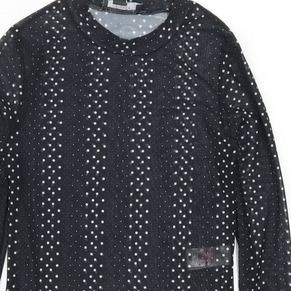 Primark Womens Black Polka Dot  Basic T-Shirt Size 6
