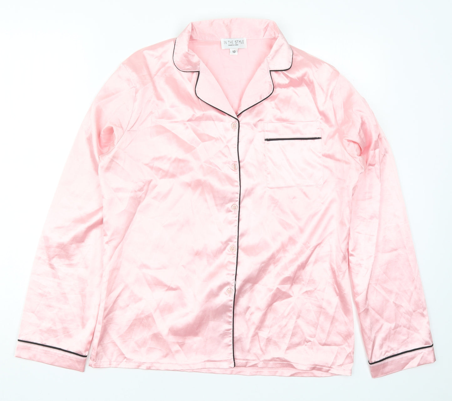 In the Style Womens Pink Solid  Top Pyjama Top Size 10
