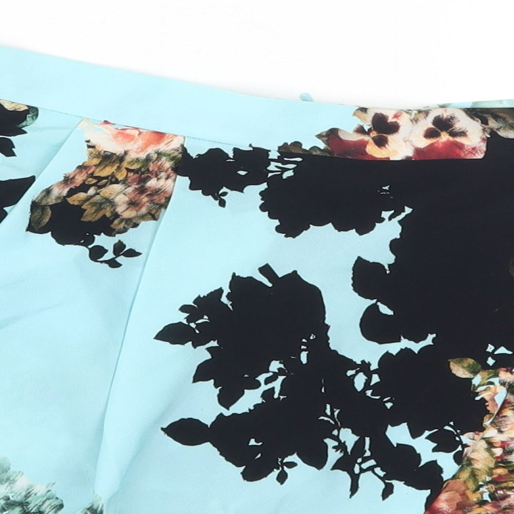 River Island Womens Blue Floral  Mom Shorts Size 14