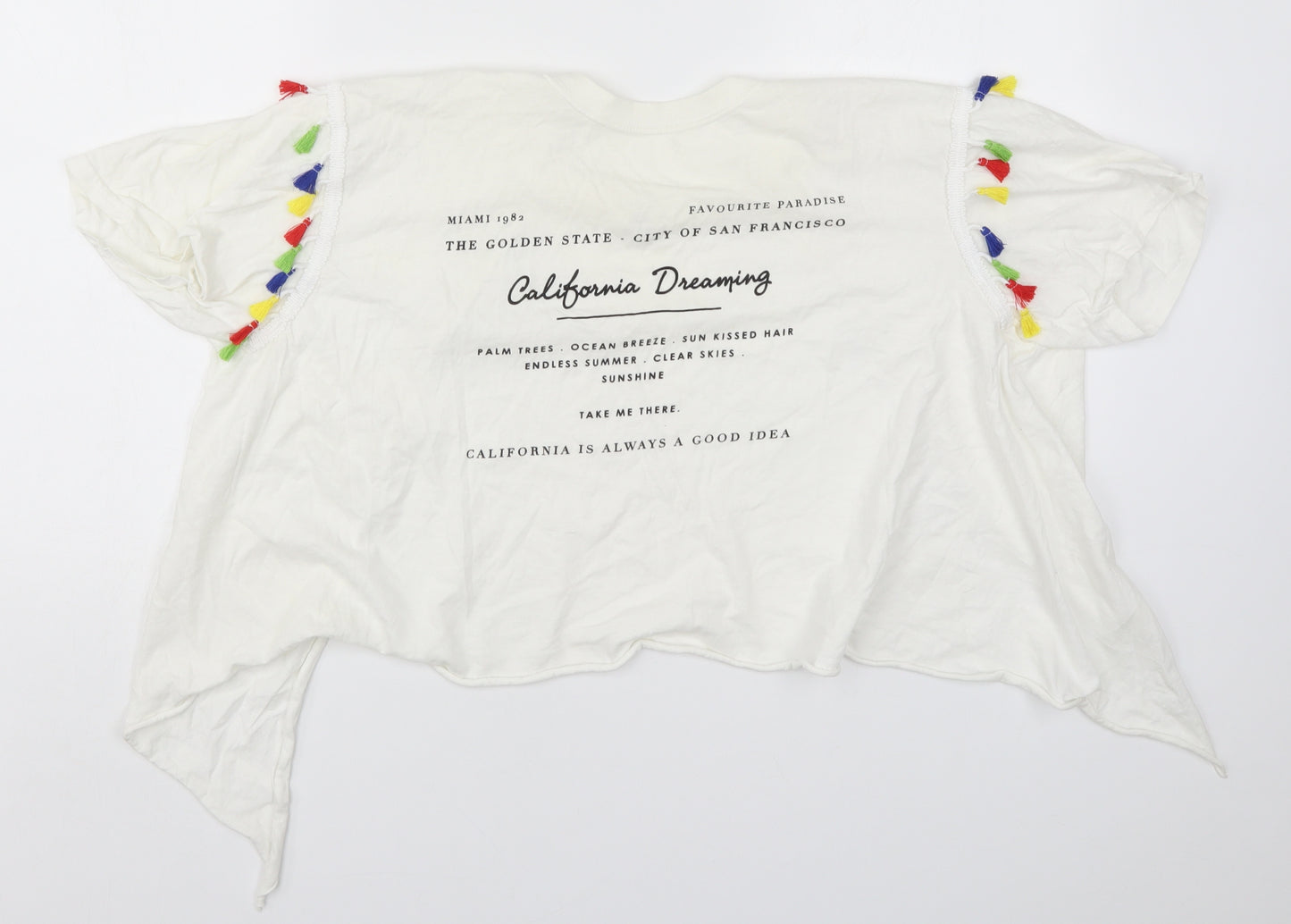River Island Womens White   Basic T-Shirt Size 12  - California Dreaming Open Back