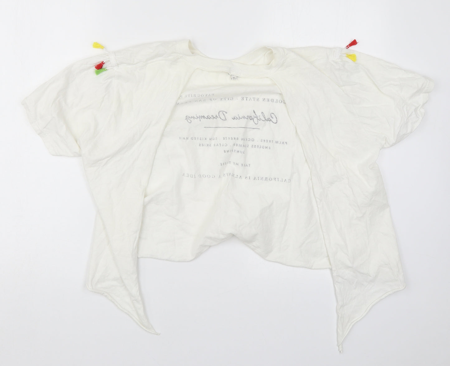 River Island Womens White   Basic T-Shirt Size 12  - California Dreaming Open Back