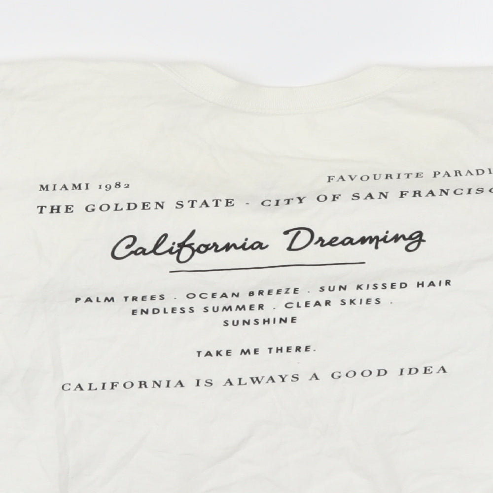River Island Womens White   Basic T-Shirt Size 12  - California Dreaming Open Back