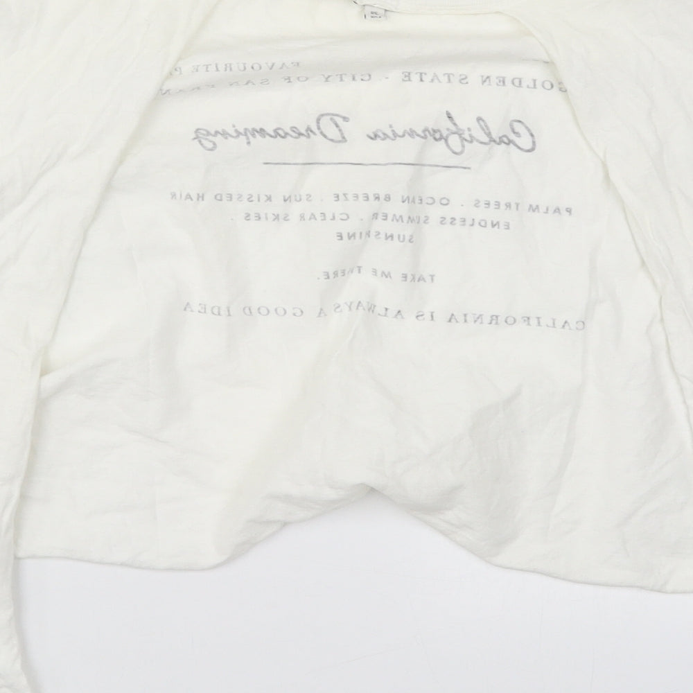 River Island Womens White   Basic T-Shirt Size 12  - California Dreaming Open Back