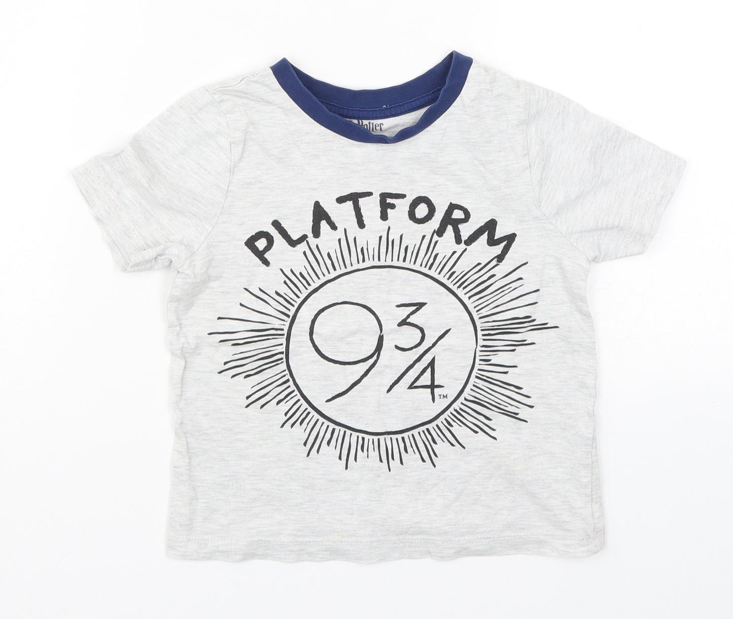 Preworn Boys Grey   Basic T-Shirt Size 4-5 Years  - Harry Potter Platform 9 3/4