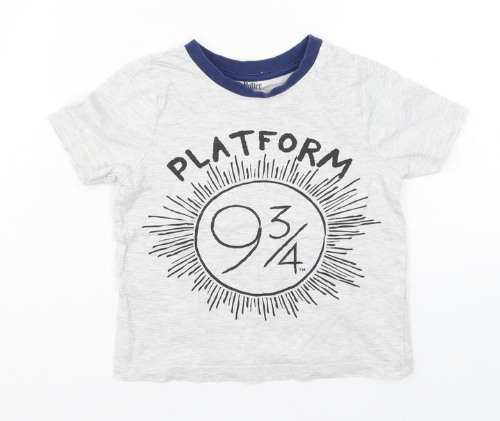 Preworn Boys Grey   Basic T-Shirt Size 4-5 Years  - Harry Potter Platform 9 3/4
