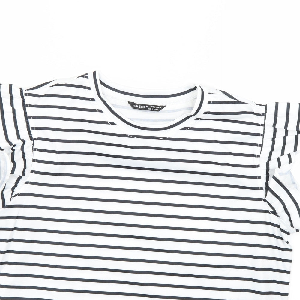 SheIn Womens Multicoloured Striped  Basic T-Shirt Size L