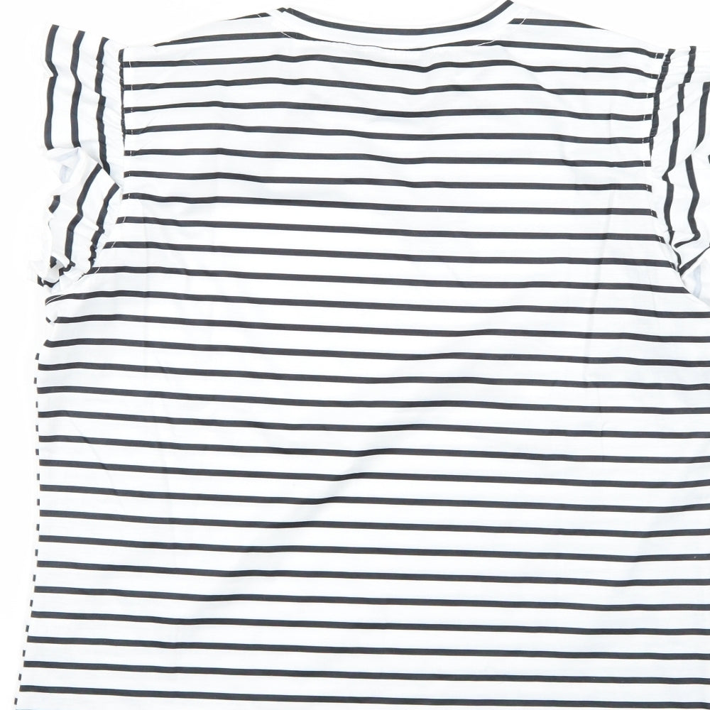 SheIn Womens Multicoloured Striped  Basic T-Shirt Size L