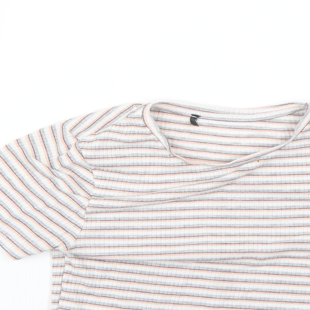 Primark Womens Multicoloured Striped  Basic T-Shirt Size 8