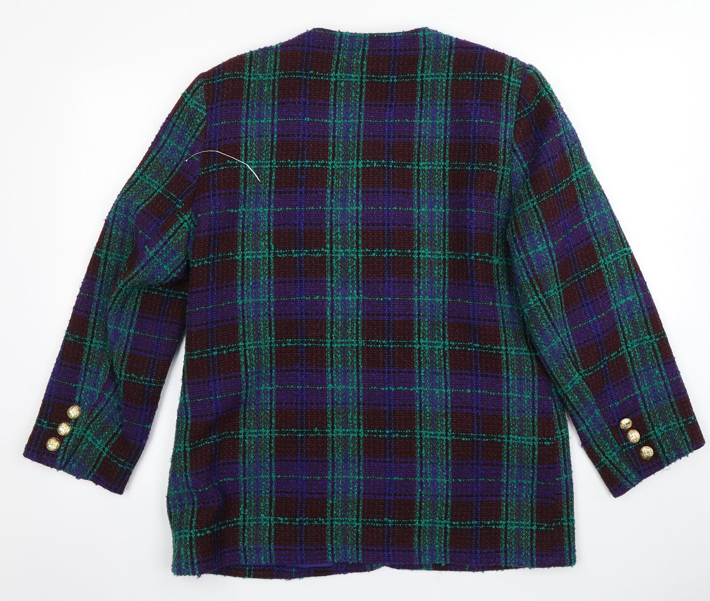 Style Unlimited Womens Blue Plaid  Jacket Blazer Size 16