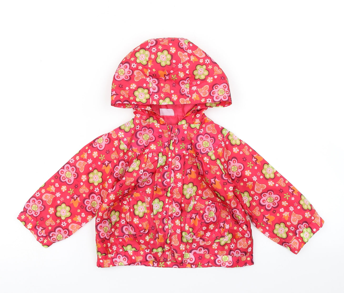 Cherokee Girls Pink Floral  Rain Coat Jacket Size 9-12 Months