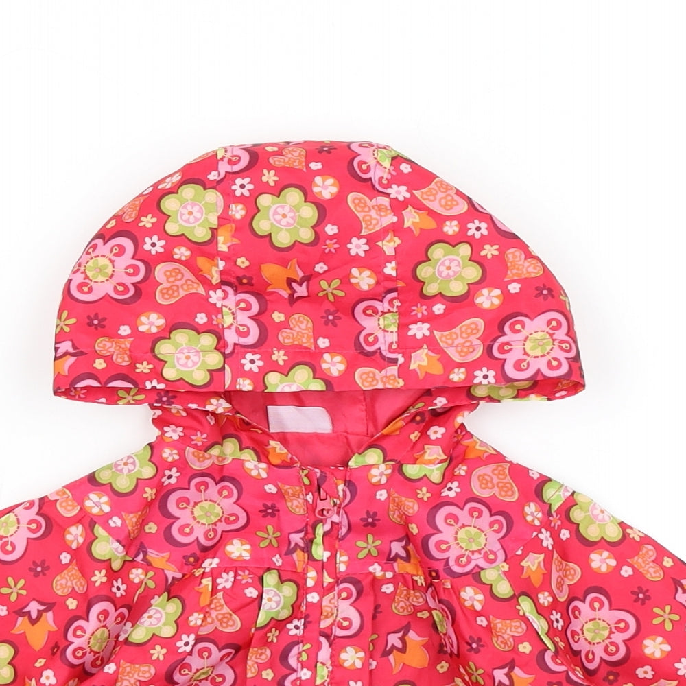Cherokee Girls Pink Floral  Rain Coat Jacket Size 9-12 Months