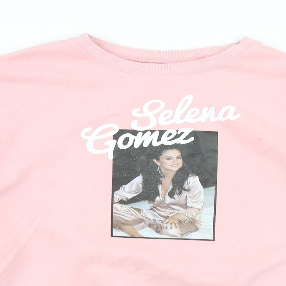 Divided Womens Pink   Pullover Sweatshirt Size M  - Cropped Selena Gomex