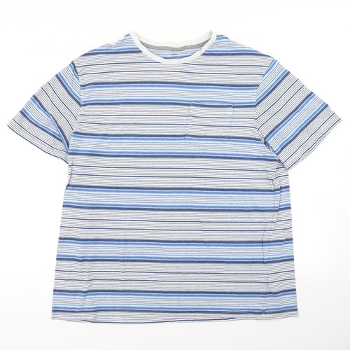 m&s Mens Blue Striped   T-Shirt Size XL