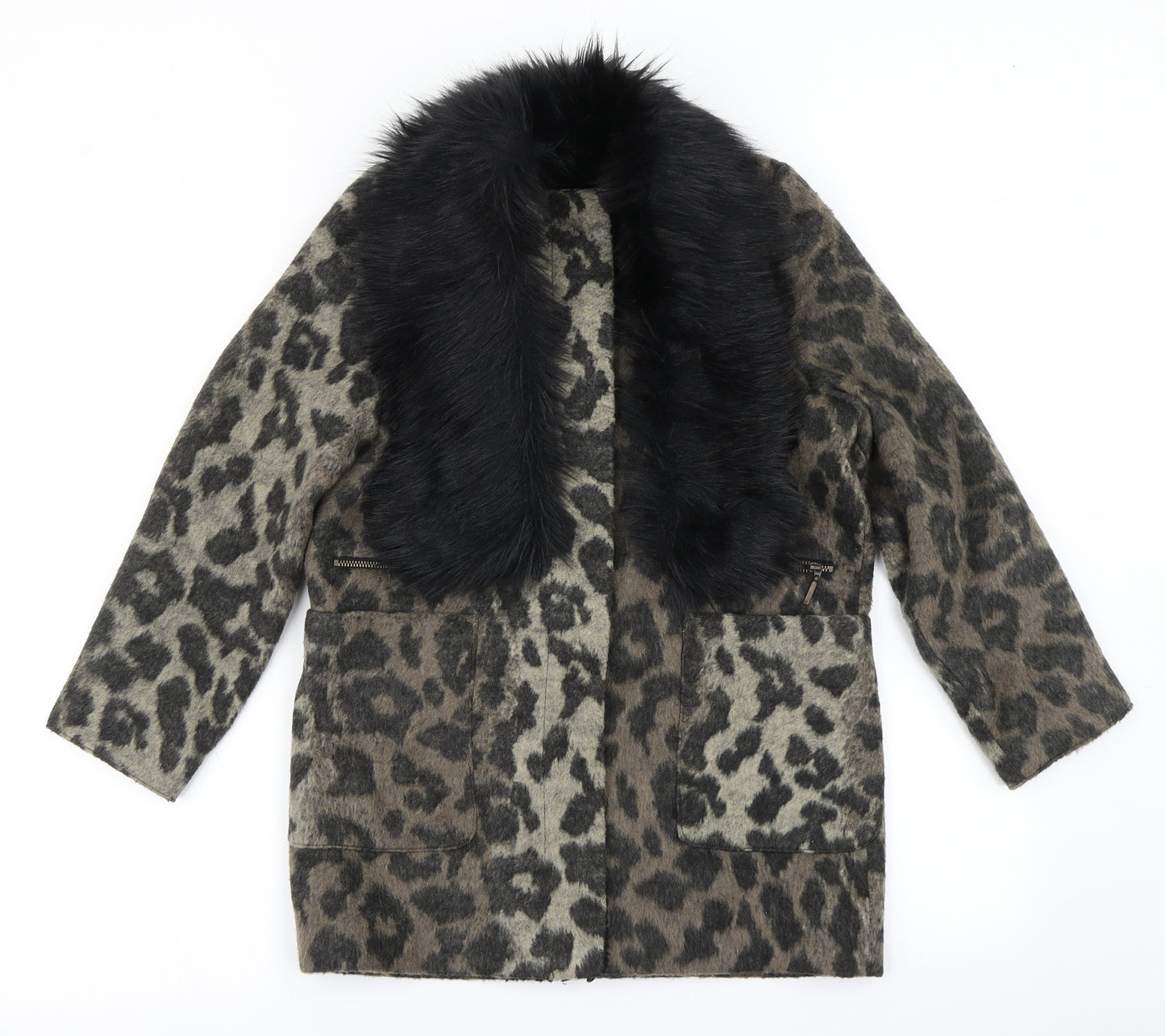Matalan Girls Brown Animal Print  Overcoat Jacket Size 10 Years