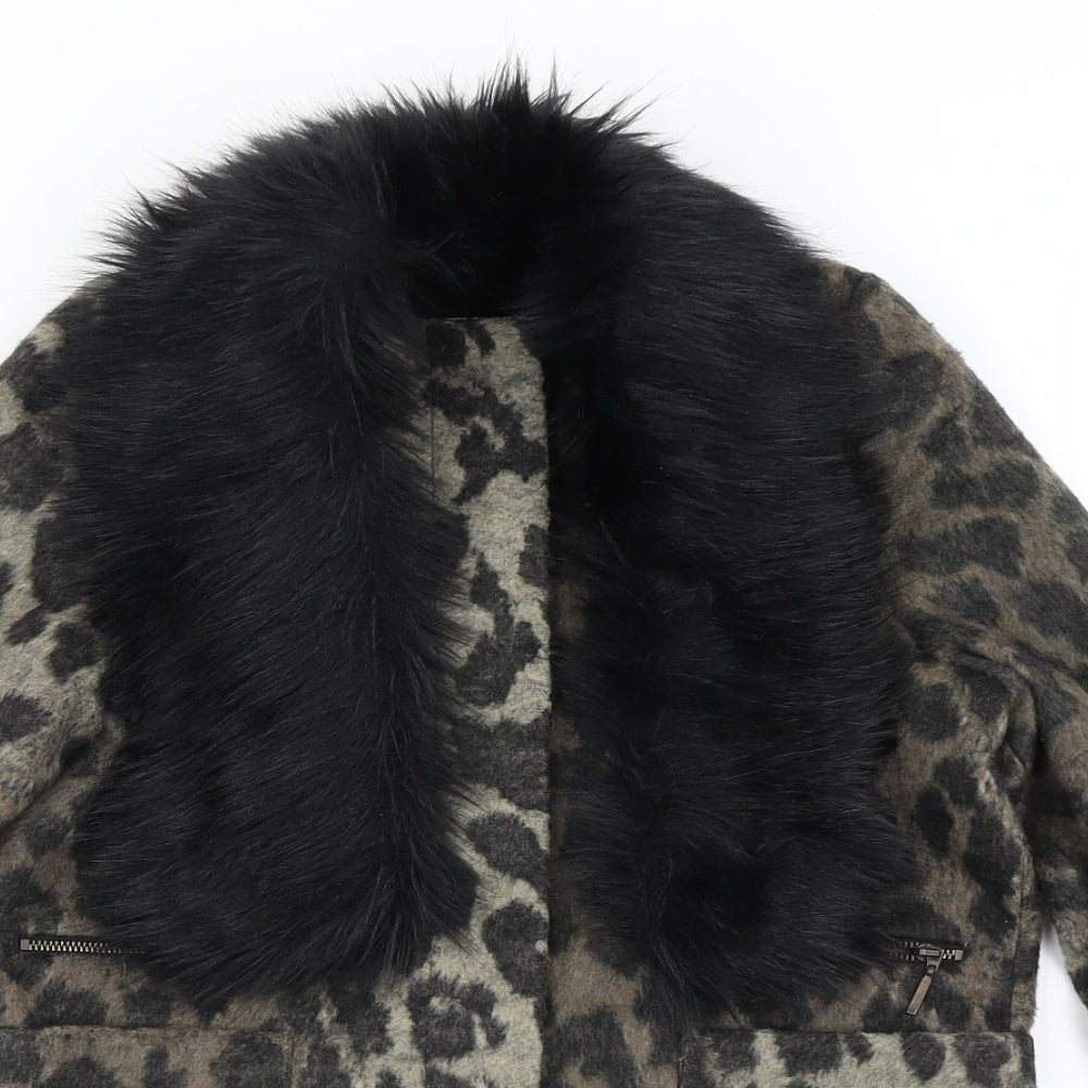 Matalan Girls Brown Animal Print  Overcoat Jacket Size 10 Years