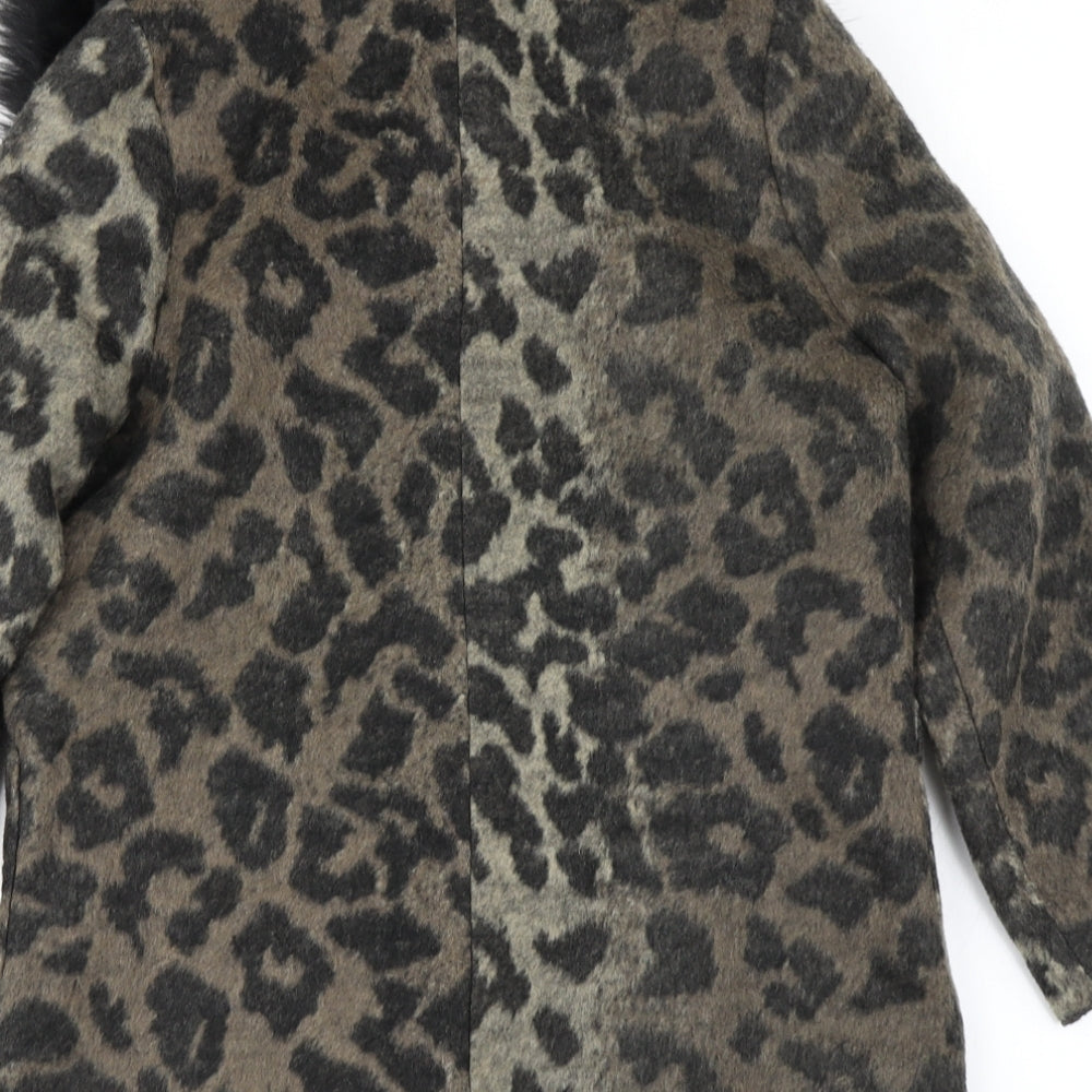Matalan Girls Brown Animal Print  Overcoat Jacket Size 10 Years