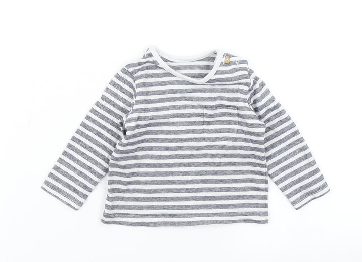 TU Boys Blue Striped  Basic T-Shirt Size 0-3 Months