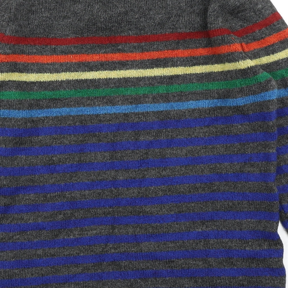 M&S Boys Grey Striped Knit Pullover Jumper Size 10-11 Years