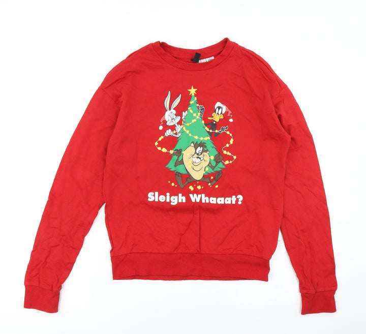 Divided Womens Red Pullover Sweatshirt Size XS - Looney Tunes Christmas Sweater