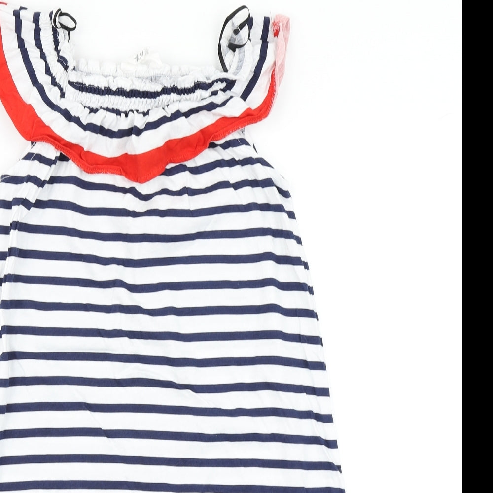 H&M Girls Blue Striped  A-Line  Size 11 Years