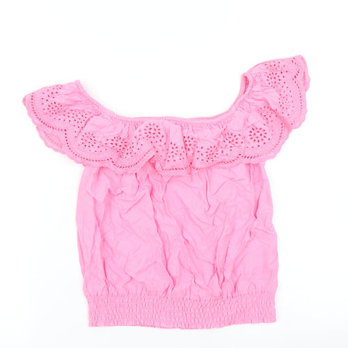 H&M Girls Pink   Cropped T-Shirt Size 11 Years