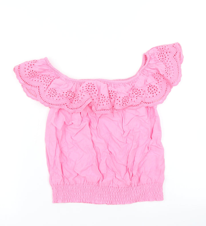 H&M Girls Pink   Cropped T-Shirt Size 11 Years