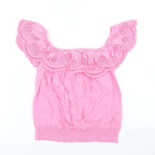 H&M Girls Pink   Cropped T-Shirt Size 11 Years
