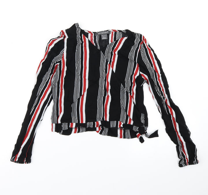 Primark Girls Black Striped  Cropped Blouse Size 10-11 Years