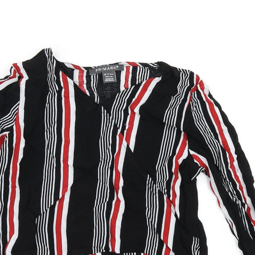 Primark Girls Black Striped  Cropped Blouse Size 10-11 Years