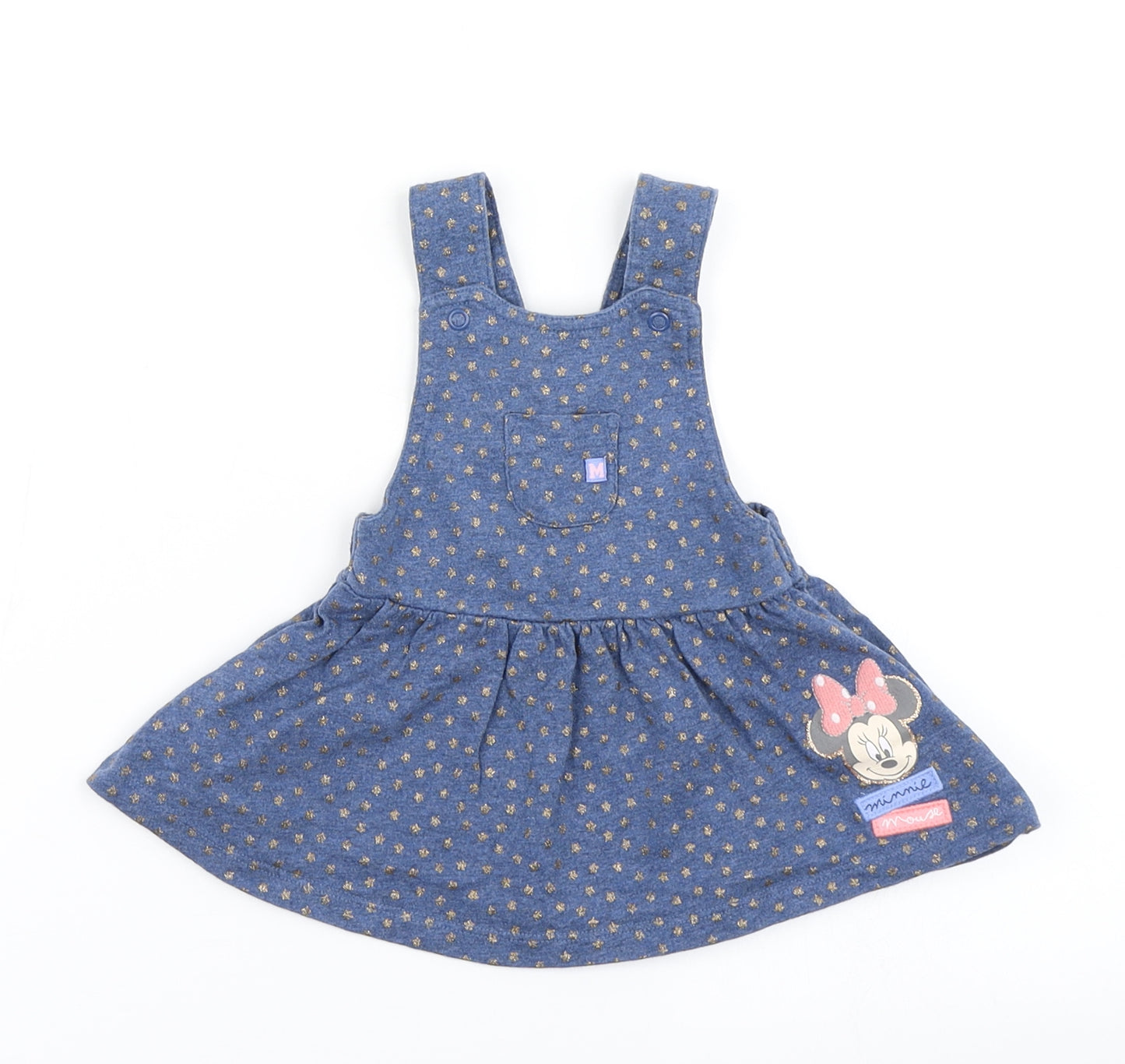 Disney Baby Girls Blue Spotted  Pinafore/Dungaree Dress  Size 3-6 Months  - Minnie Mouse