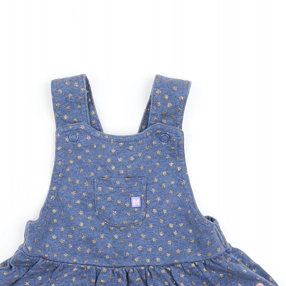 Disney Baby Girls Blue Spotted  Pinafore/Dungaree Dress  Size 3-6 Months  - Minnie Mouse