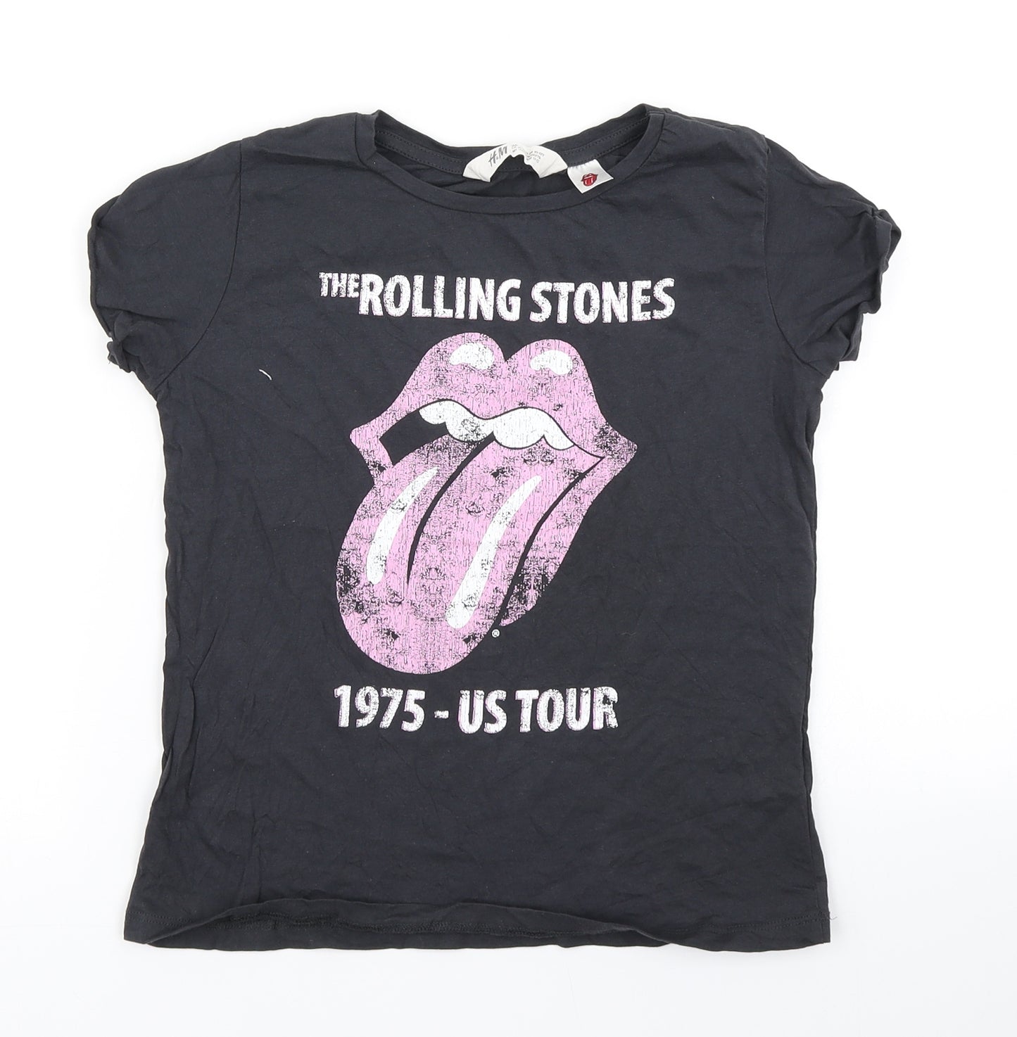 H&M Girls Black   Basic T-Shirt Size 11 Years  - The Rolling Stones