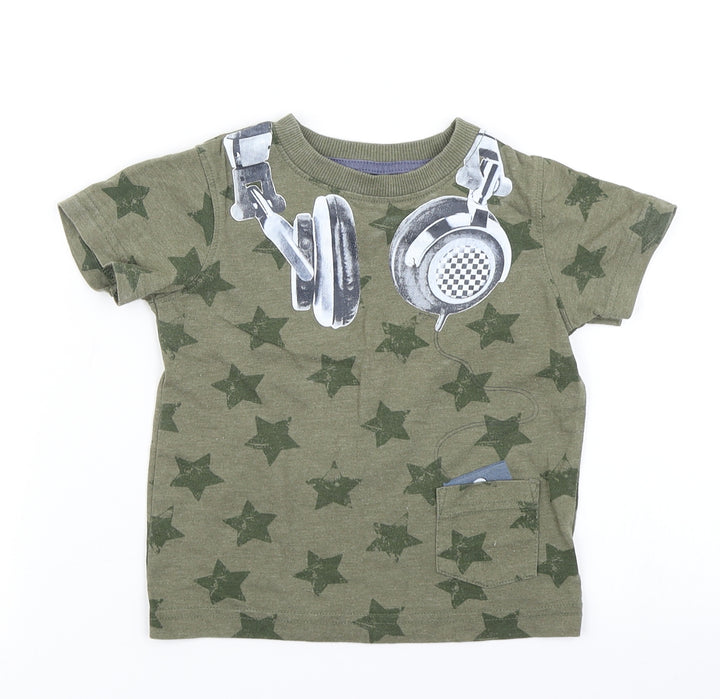 NEXT Boys Green Spotted Basic T-Shirt Size 12-18 Months - Star Print