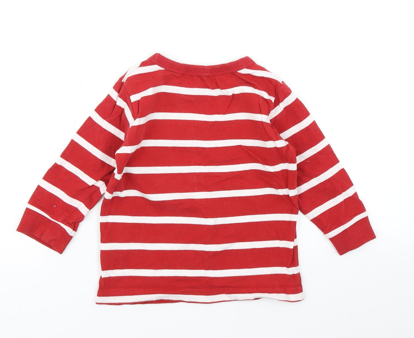 NEXT Boys Red Striped  Basic T-Shirt Size 12-18 Months  - Christmas Tshirt Reindeer