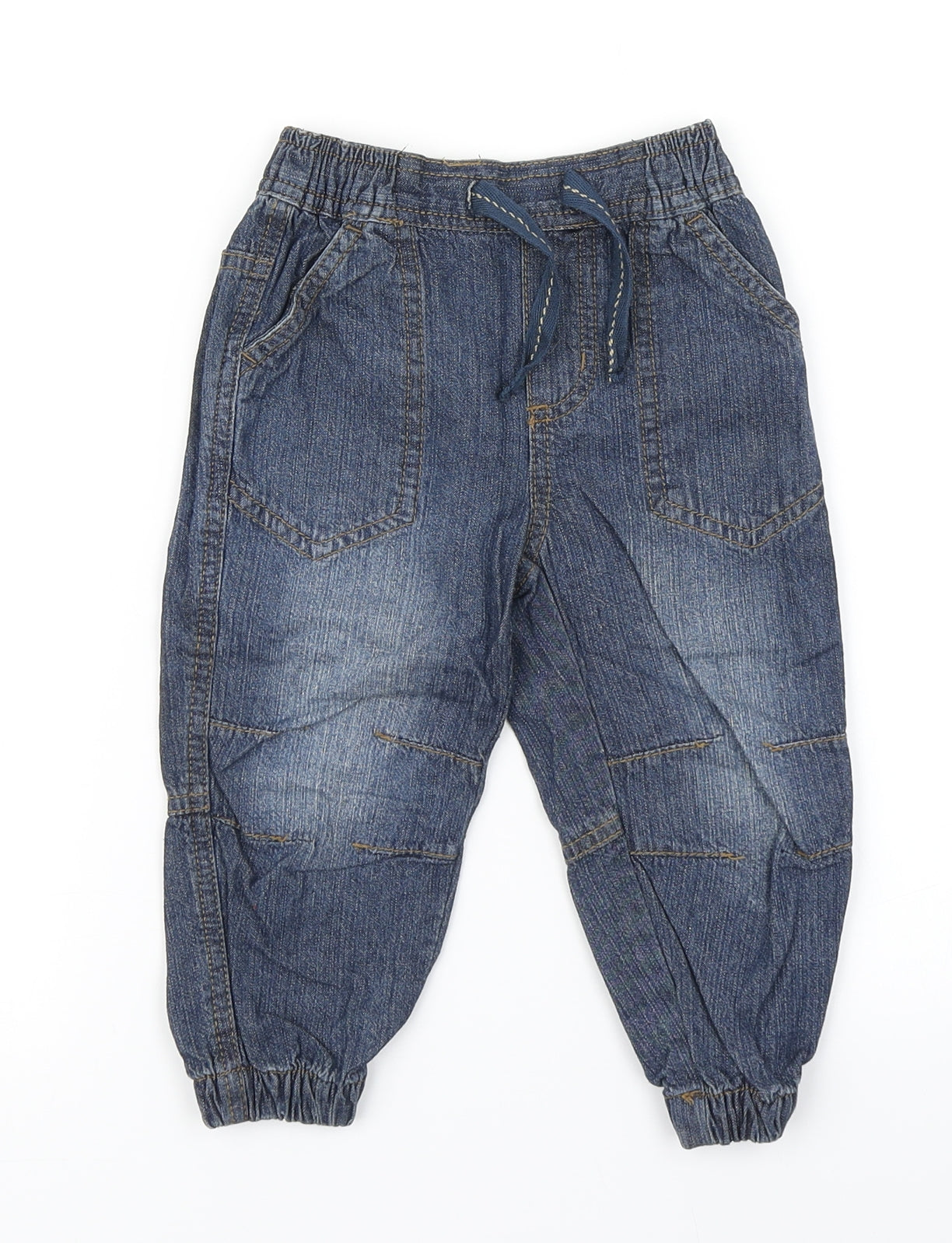 Rebel Boys Blue  Denim Cargo Jeans Size 12-18 Months