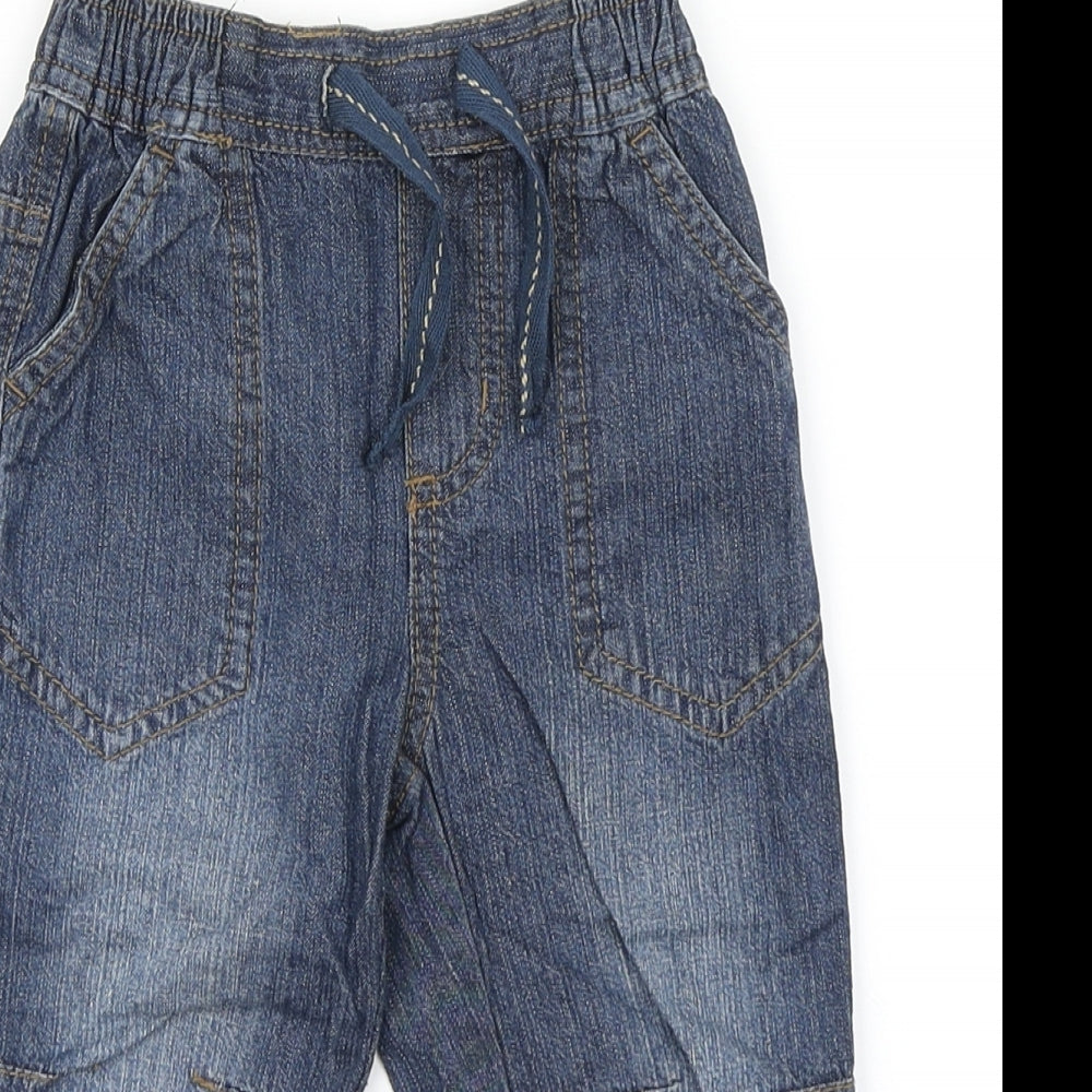 Rebel Boys Blue  Denim Cargo Jeans Size 12-18 Months