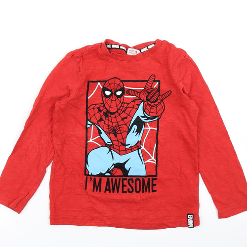 Tesco Boys Red   Basic T-Shirt Size 6-7 Years  - Marvel Spiderman