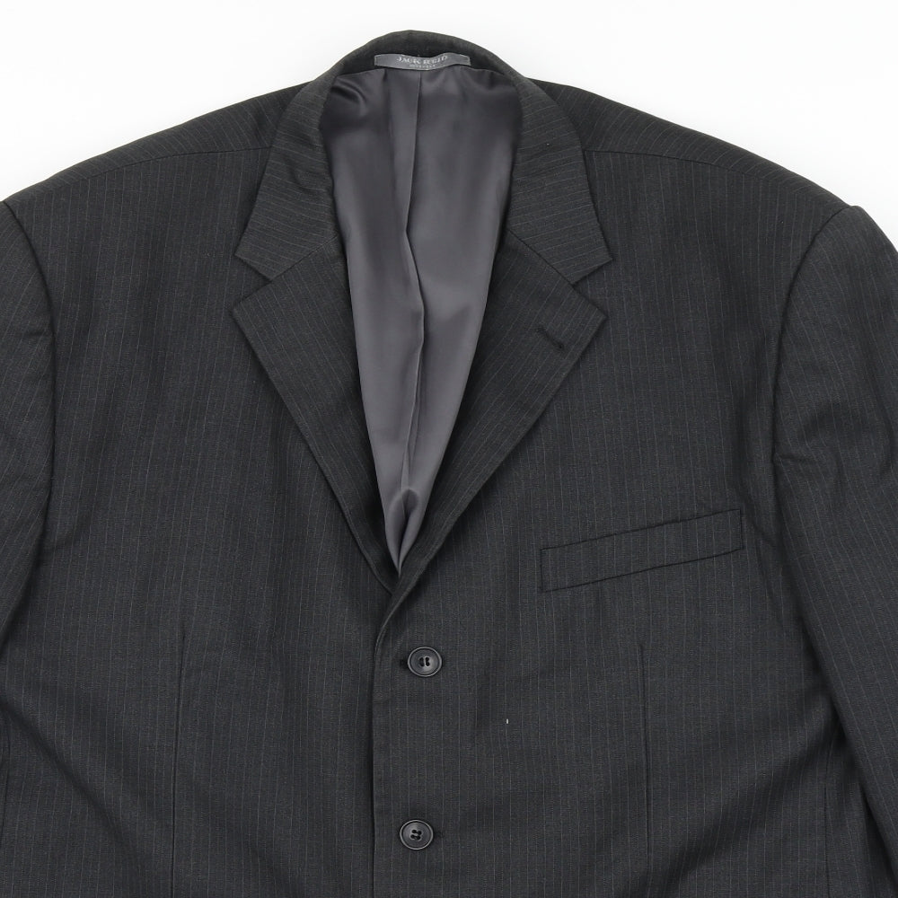 Jack Reid Mens Black Striped  Jacket Blazer Size 48