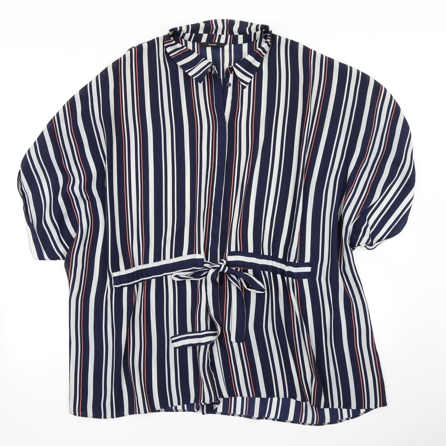 George Womens Blue Striped  Basic Blouse Size 22