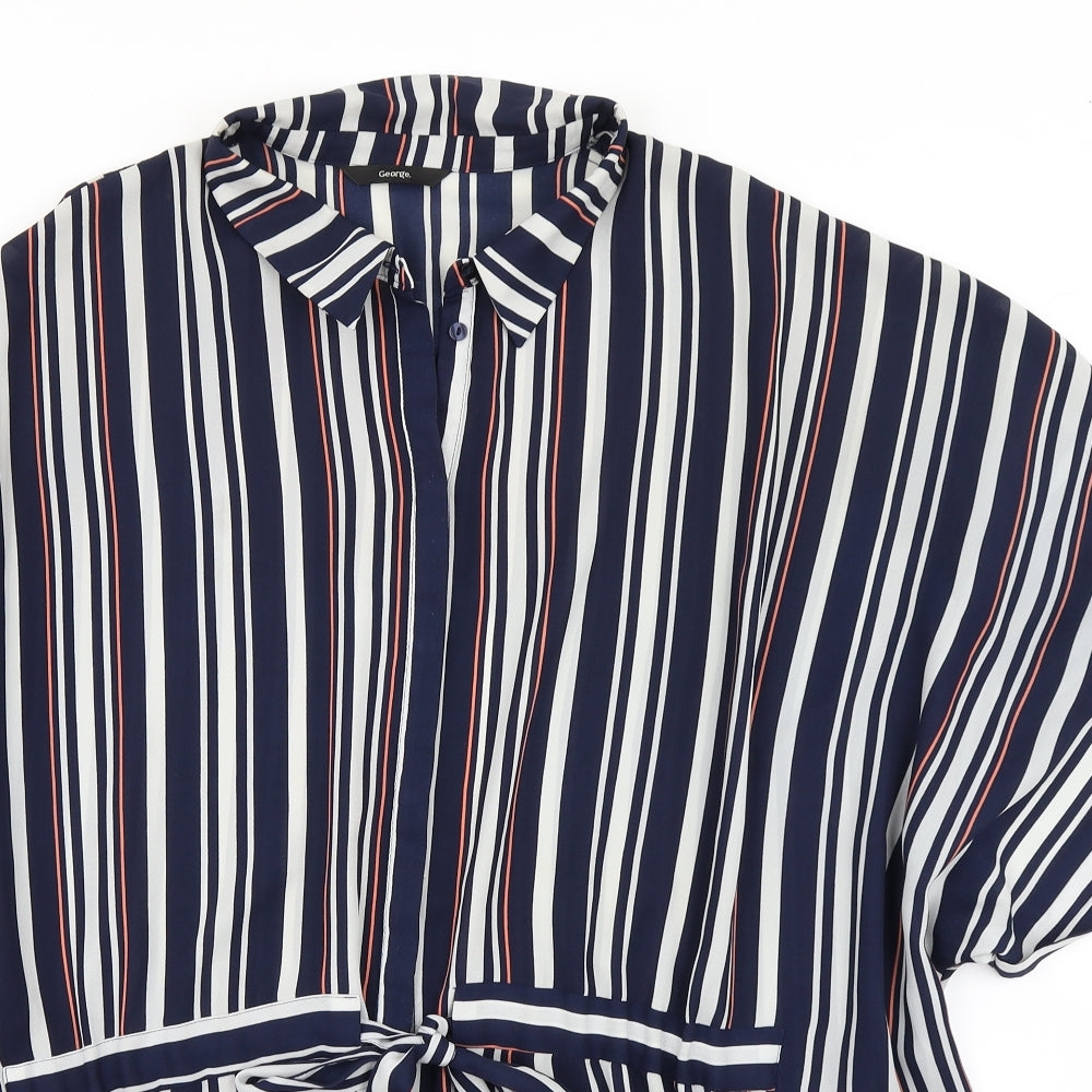 George Womens Blue Striped  Basic Blouse Size 22
