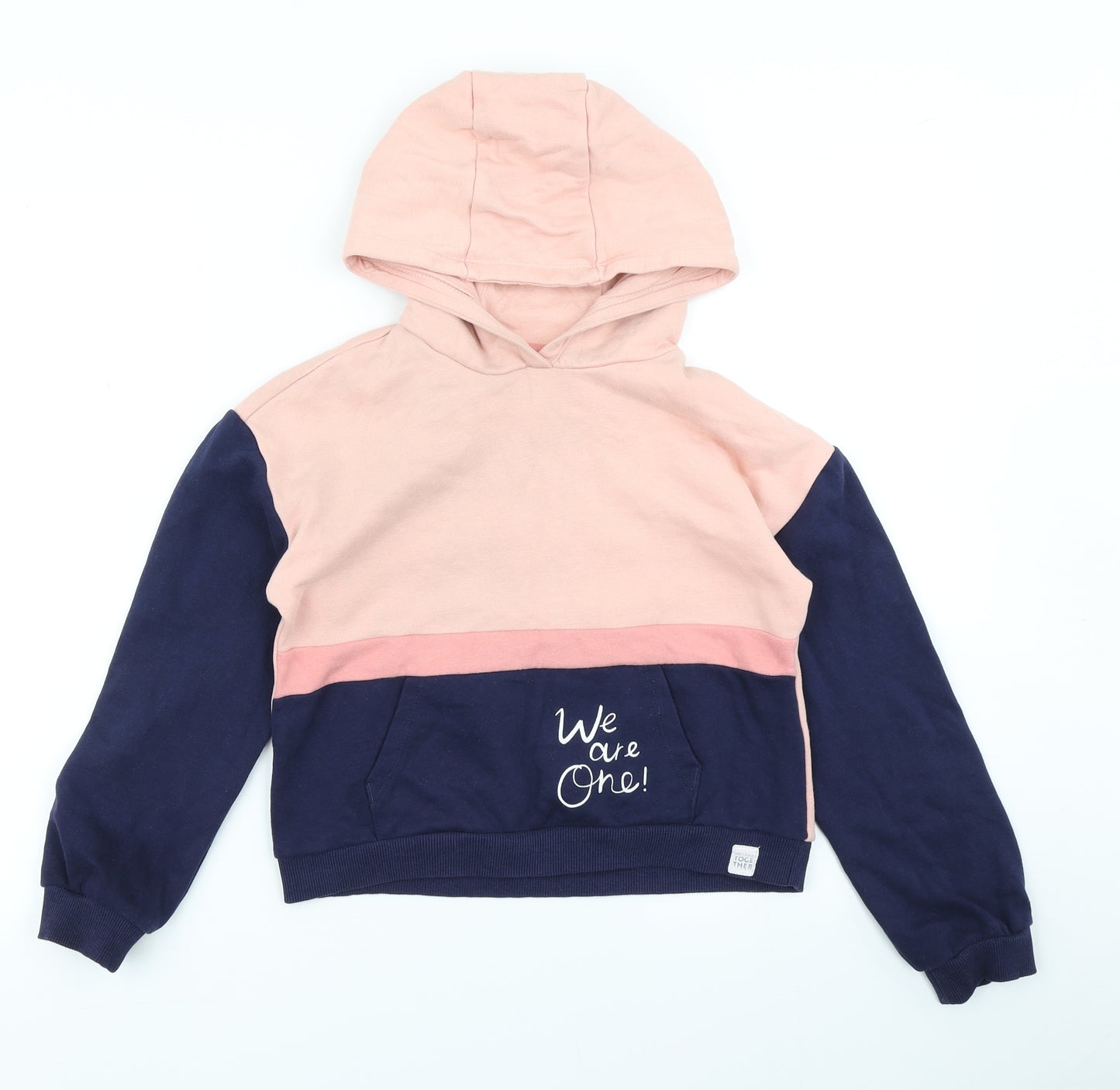 Nutmeg Girls Pink Colourblock  Pullover Hoodie Size 9-10 Years