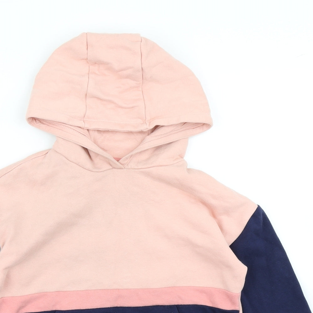 Nutmeg Girls Pink Colourblock  Pullover Hoodie Size 9-10 Years